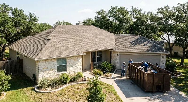 Completed asphalt shingle roof replacement