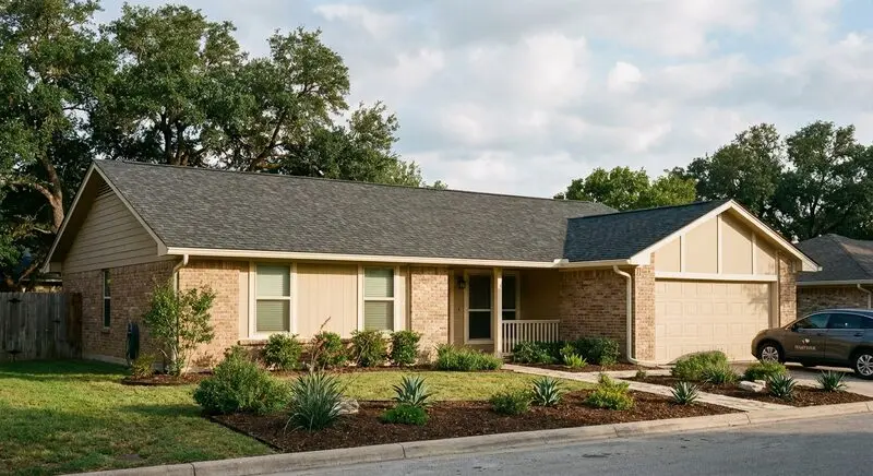 Completed asphalt shingle roof replacement